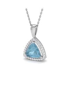 1.24ct SI2/G Trillion cut Aquamarine Gemstone Pendant in 18k White Gold