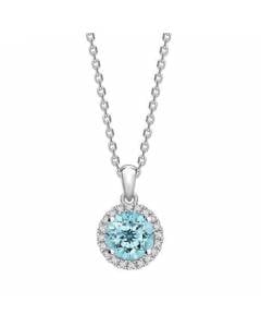 1.80ct VS/EF Round Aquamarine Gemstone Single Halo Pendant