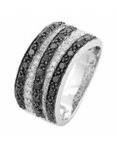 1.00ct I1/FG Stripy Black and White Diamond Ring