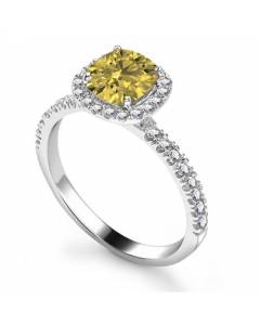 1.10ct SI1/FIY Single Halo Cushion Diamond Ring