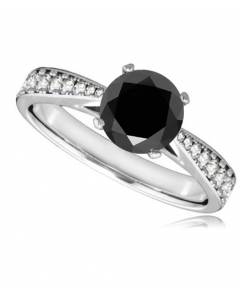 0.50ct VS/EF Black Diamond Shoulder Set Engagement Ring