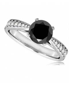 0.50ct VS/FG Black Diamond Shoulder Set Engagement Ring