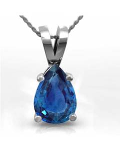 0.80ct Classic Pear Blue Sapphire Solitaire Pendant