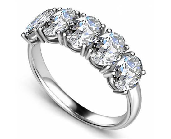 0.50CT VS2/F Oval Diamond 5 Stone Ring