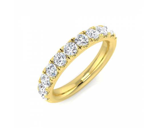 0.92ct VS/F Round cut Labgrown Diamond Half Eternity Ring in 18k Yellow Gold