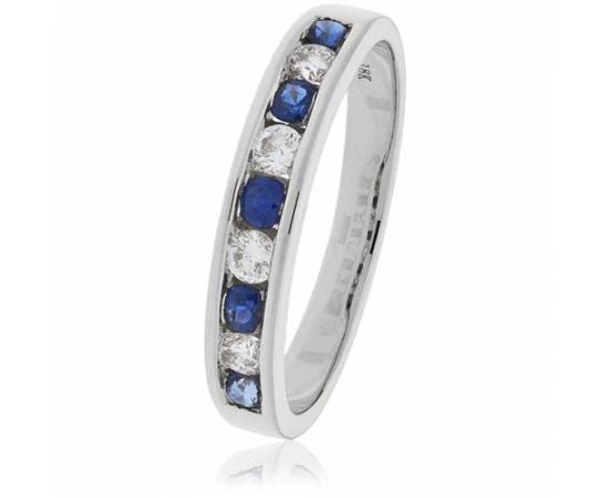 1.15CT VS/EF 1.15ct Blue Sapphire And Diamond Eternity Ring