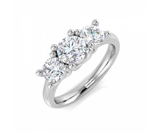 1.57ct I1/G Round cut Diamond 3 Stone Ring in Platinum