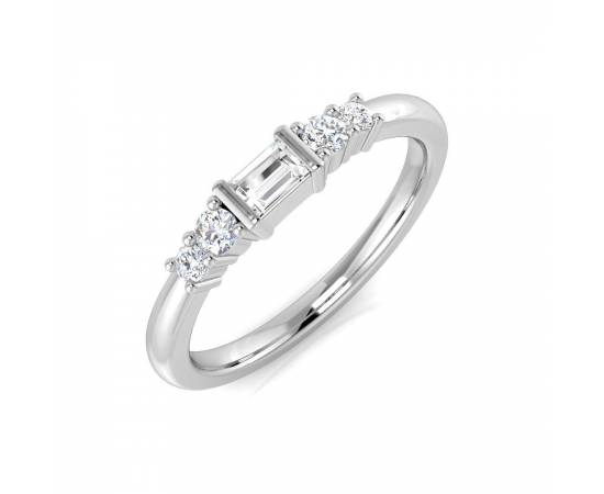 0.25ct SI1/G Baguette cut Diamond Half Eternity Ring in 18k White Gold