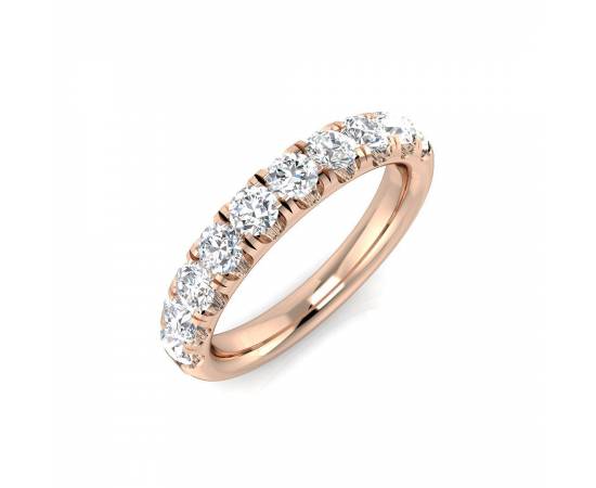 1.03ct SI1/G Round cut Diamond Half Eternity Ring in 18k Rose Gold