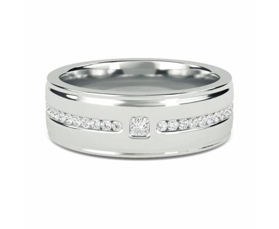 6.5mm Mens Princess & Round Diamond Ring