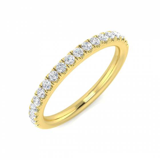 0.26ct VS/F Round cut Labgrown Diamond Half Eternity Ring in 18k Yellow Gold