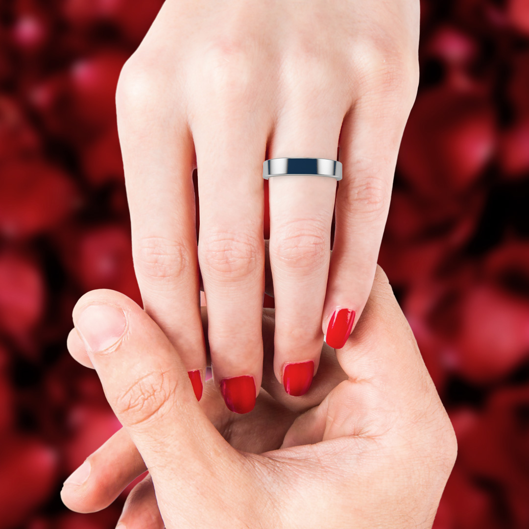 HWNA417 Flat Wedding Ring - 4mm width, Medium depth