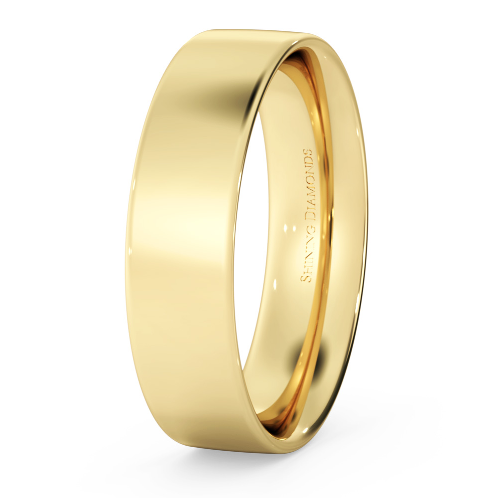HWNC513 Flat Court Wedding Ring - 5mm width, Thin depth