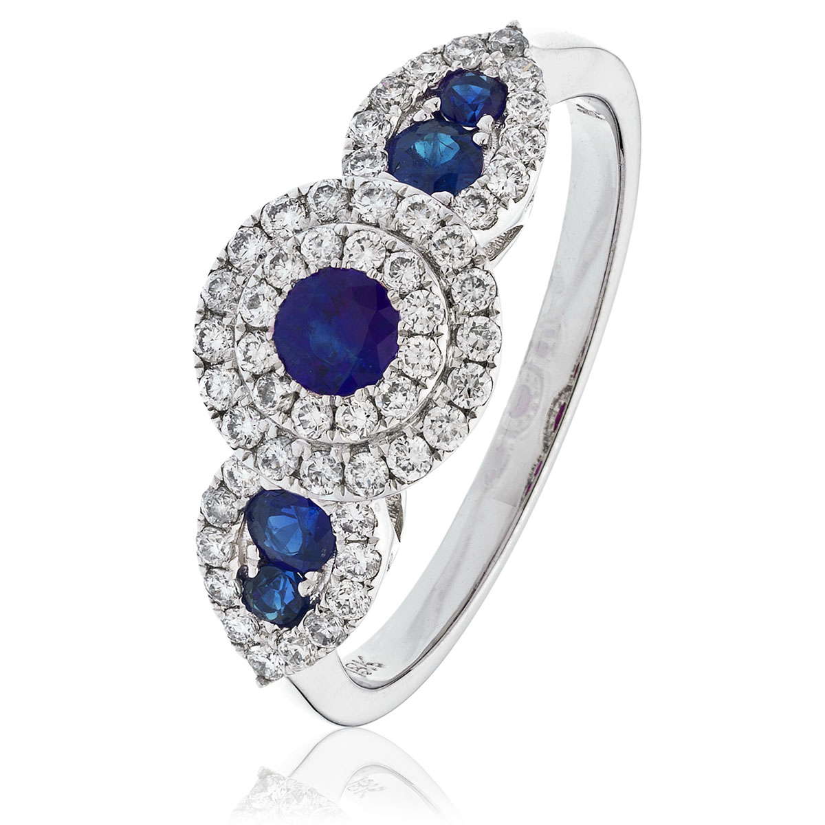 Pear Sides Blue Sapphire Cluster Ring